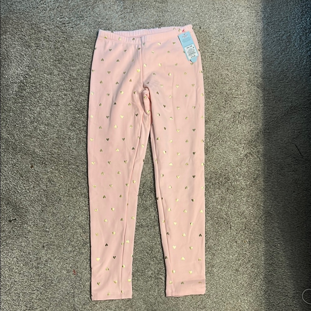 Pink Heart Patterned Kids Leggings